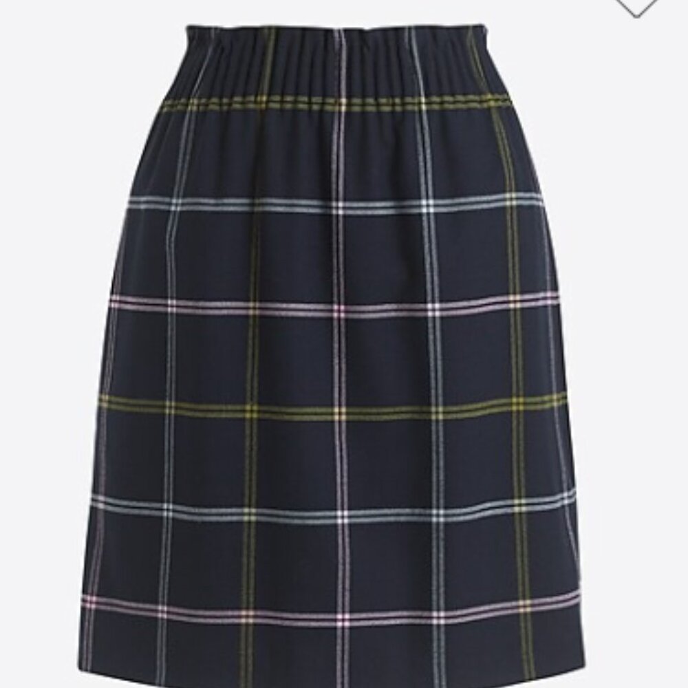 NWT Jcrew Factory Wool sidewalk skirt in plaid, sz 4, Navy Multi Plaid